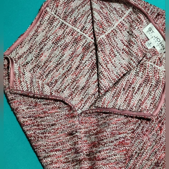 St. John Collection Pink / Red / Mauve Tweed Boucle Pencil Skirt Size 8 - Picture 9 of 9